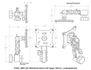 Upgrade Innovations MMS11-MC VESA Monitor Mount to 5/8″ Spigot – Twin Ball-Loc