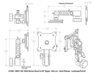 Upgrade Innovations MMS11-MC VESA Monitor Mount to 5/8″ Spigot – Twin Ball-Loc