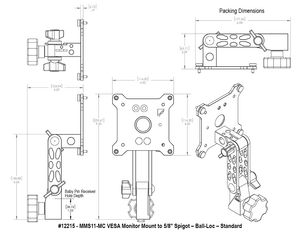 Upgrade Innovations MMS11-MC VESA Monitor Mount to 5/8″ Spigot – Twin Ball-Loc